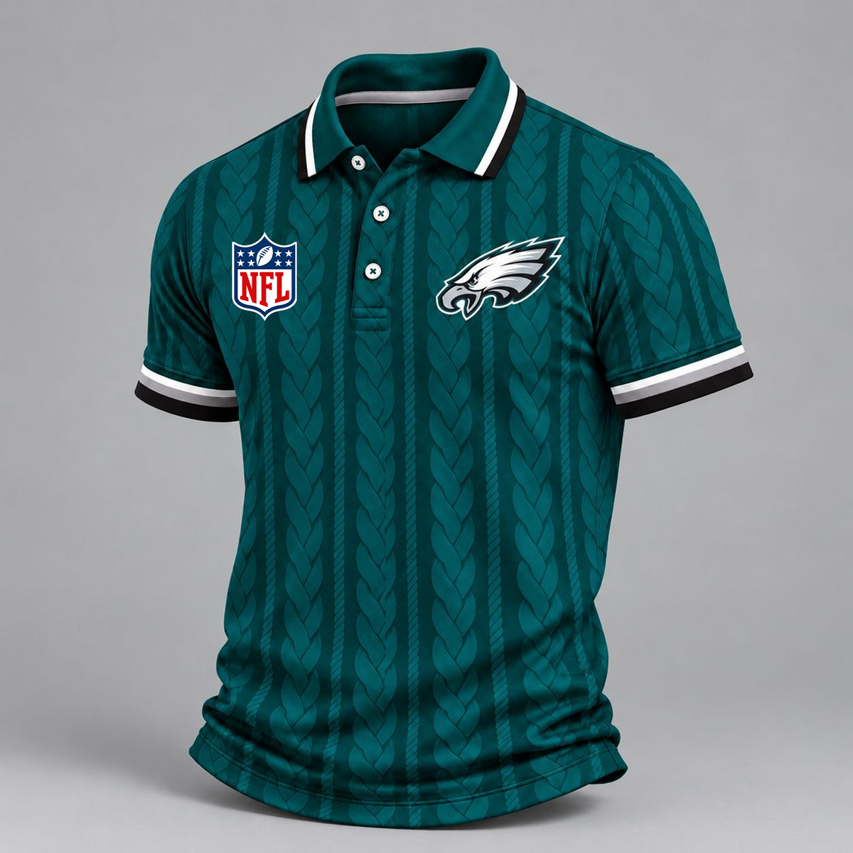 Premium NFL x PHI Retro Football Fan Short Sleeve Apparel Polo Shirt