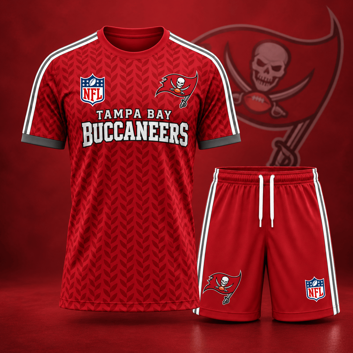 Premium NFL x TB Classic Team Pattern T-Shirt and Shorts Set