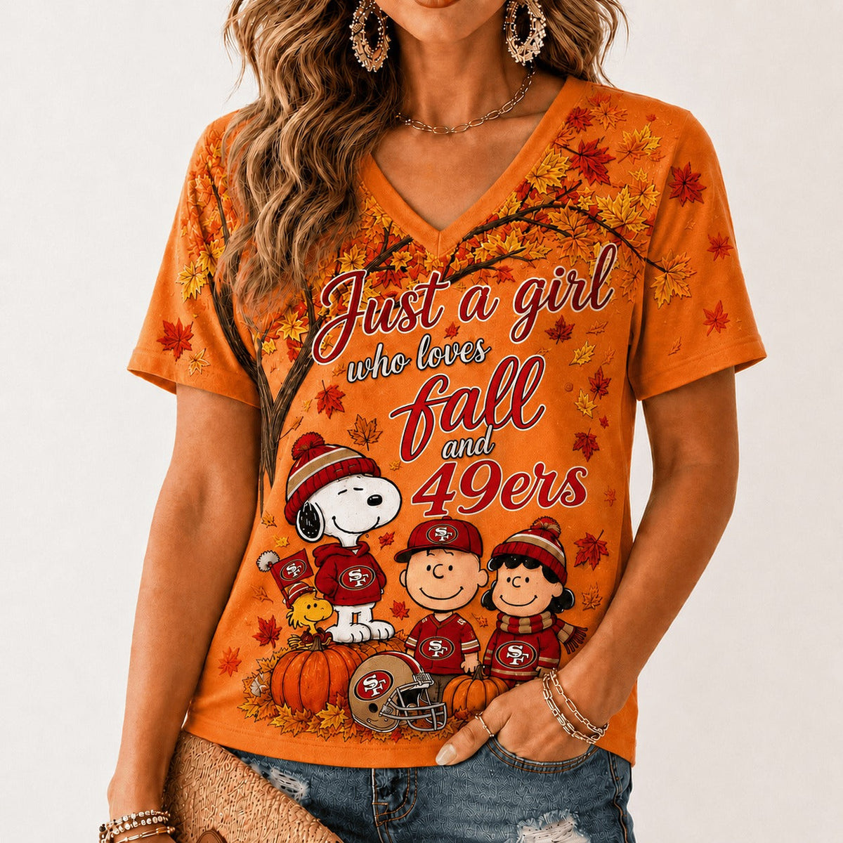 SF49 Premium NFL Fall Season V-Neck