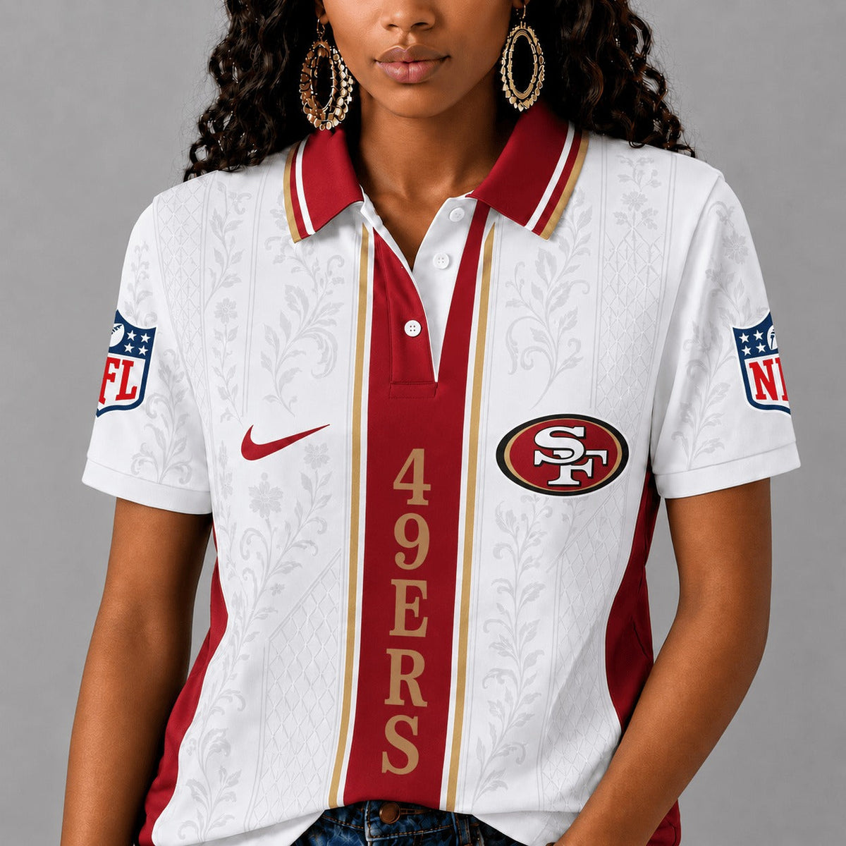 SF49 Premium NFL Floral Elegance Polo Shirt