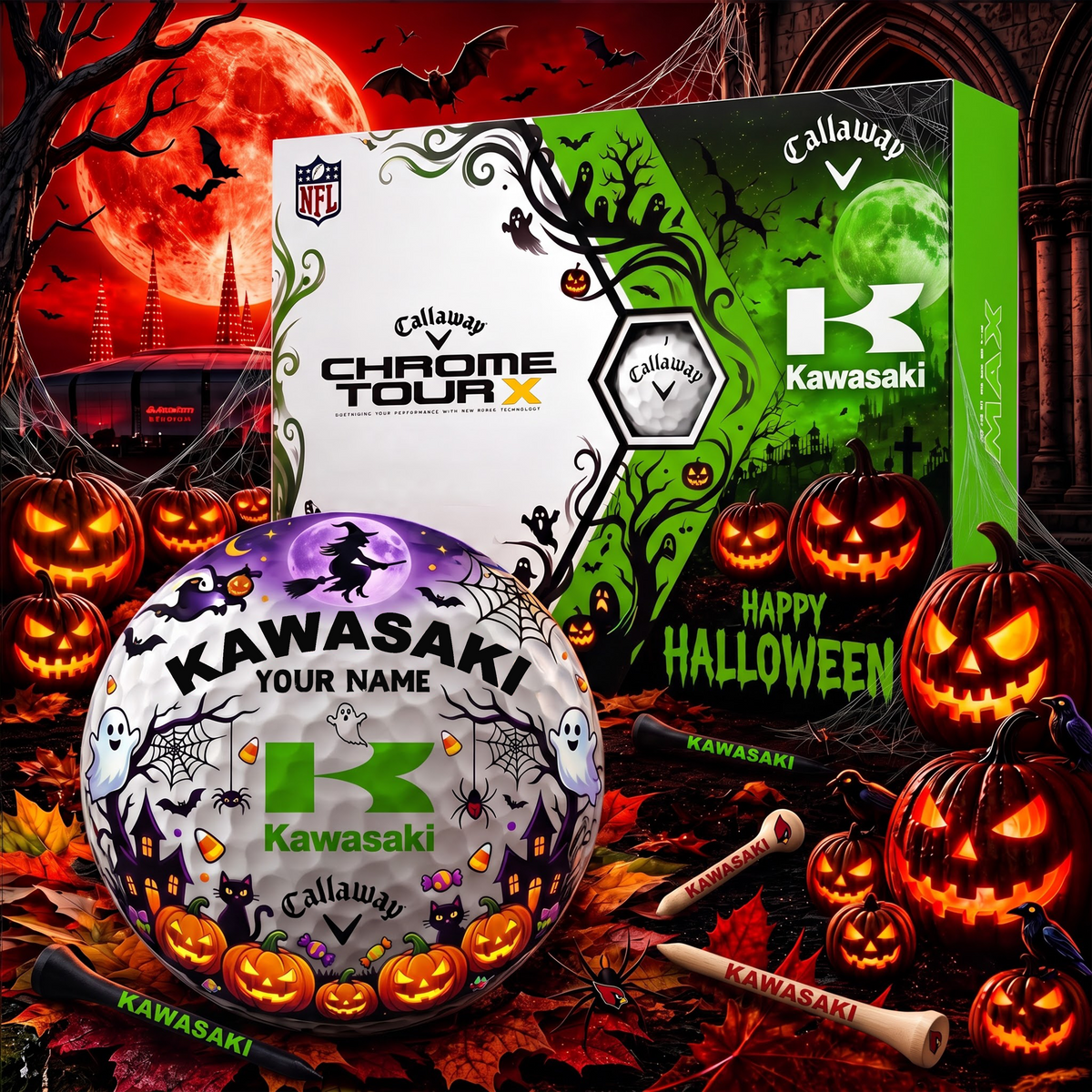 SIGANATURE KAW X KW EXCLUSIVE SPOOKY NIGHT PERSONALIZED GOLF BALL COLLECTION NDT VHM 070926