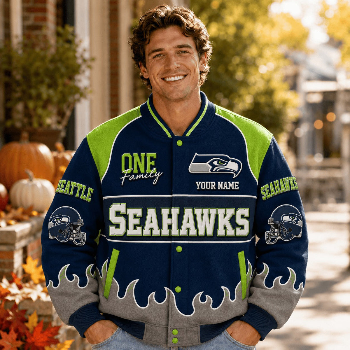 SS NFL Team Baseball Jacket Custom Any Name Gift For Fan