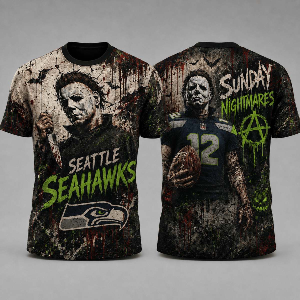 SS Premium NFL Michael Myers Sunday Nightmares 3D T-Shirt For Horror Football Fans