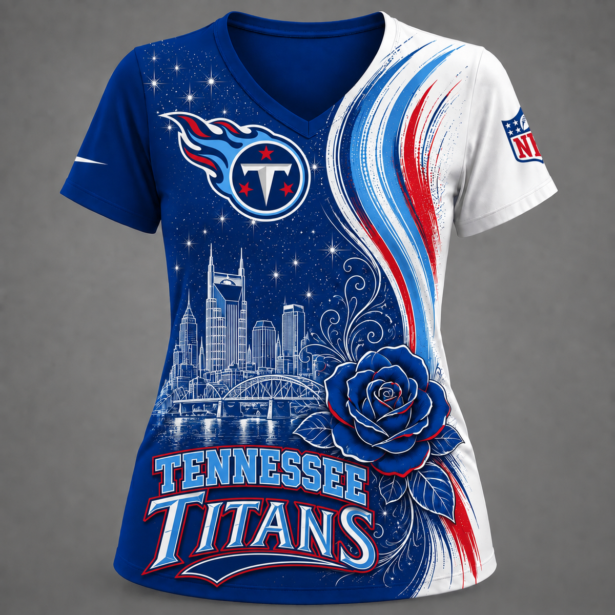 TT Premium NFL Floral Skyline V-neck