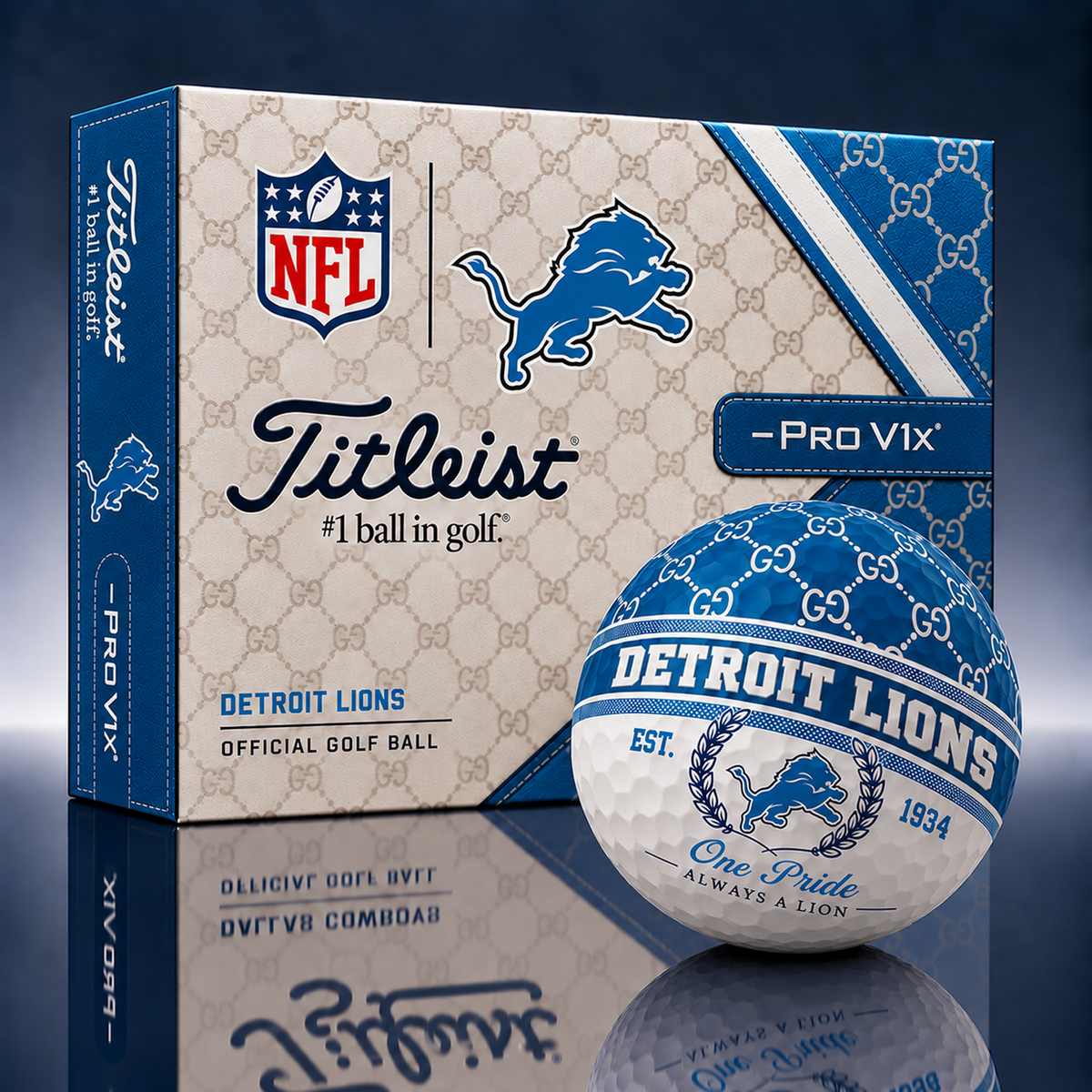 Titleist X GC Premium NFL DET PERSONALIZED GOLF BALL LIMITED EDITION V1