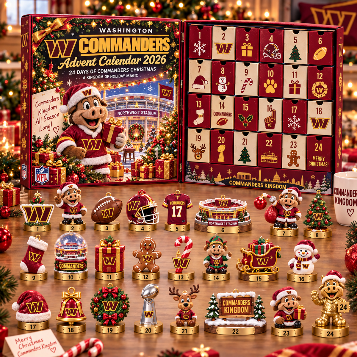 WAS x NFL Christmas Advent Calendar 2026 โ 24 Days of NFL Mascot & Holiday Collectibles