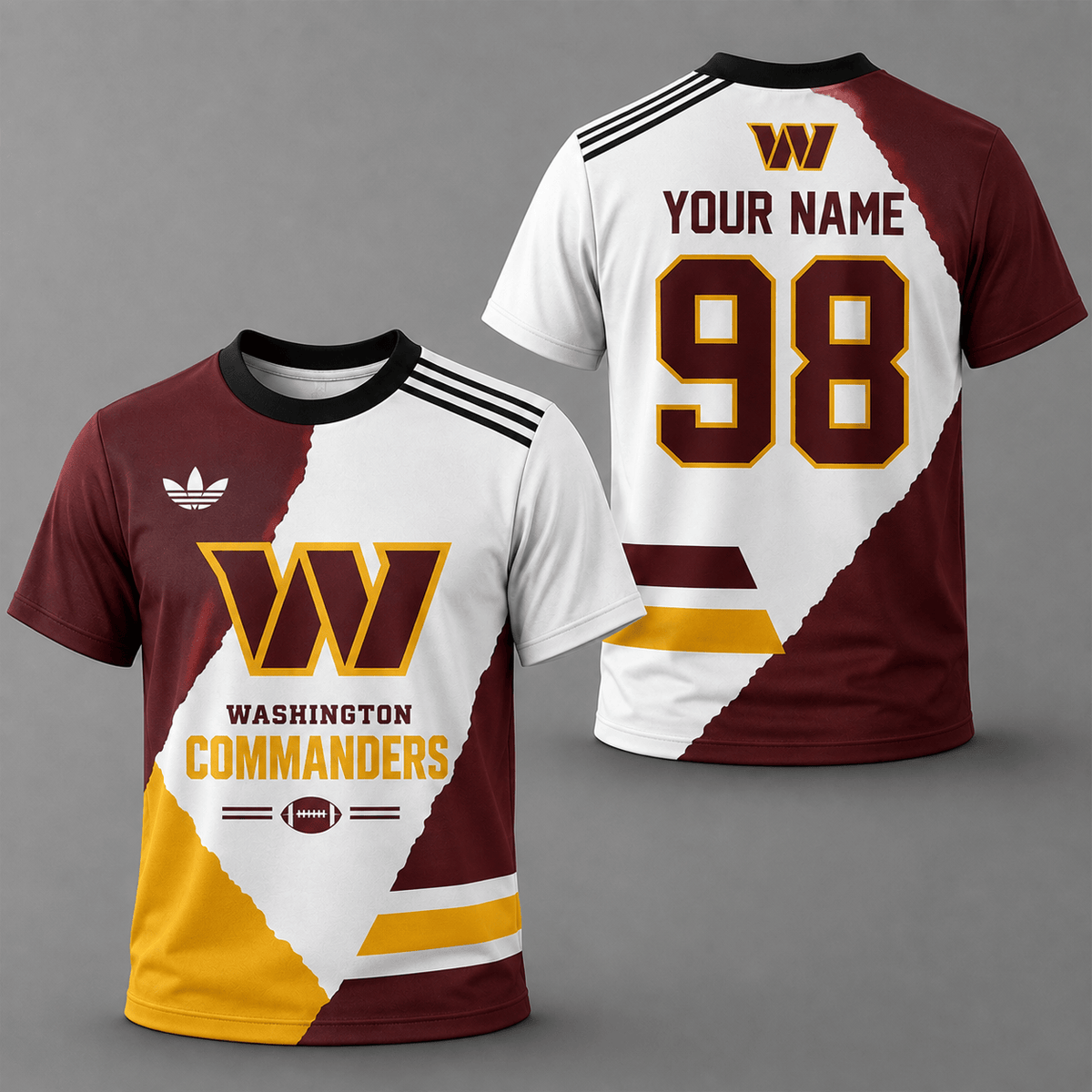 WC Premium Personalized Football Split Design Custom Name Number All Over Print T-Shirt