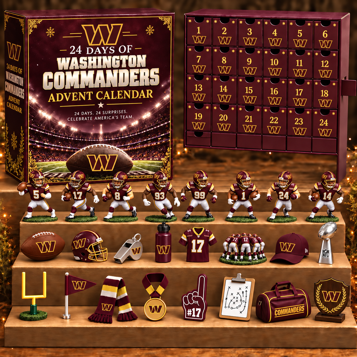 WC x NFL Personalized 24 Days Of American Football Advent Calendar Blink Box