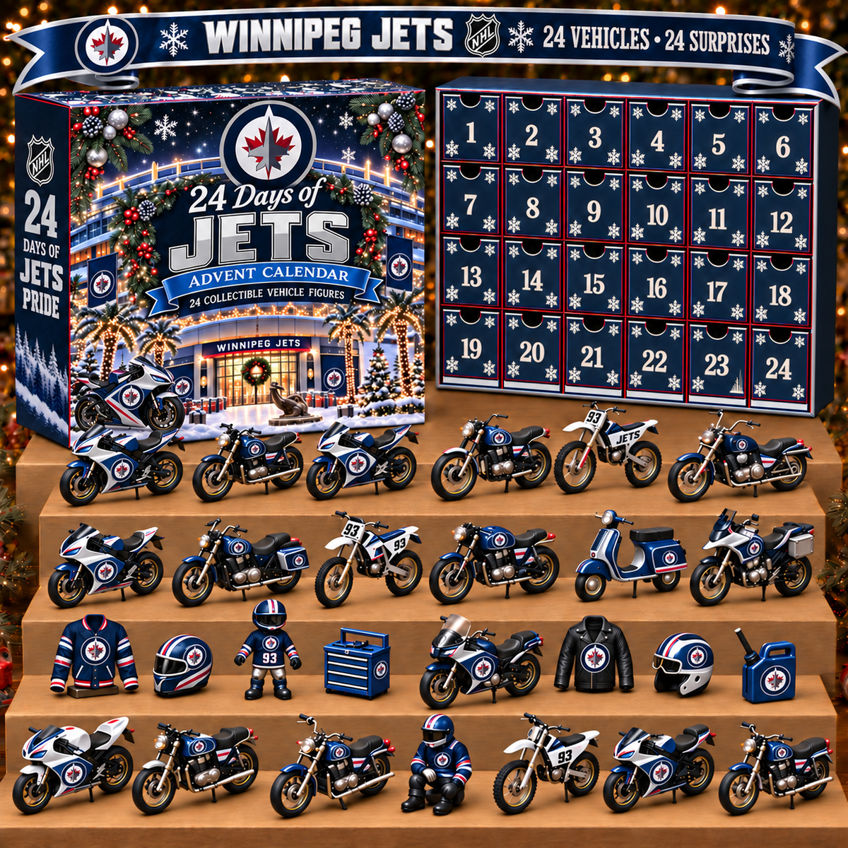 WJ x NHL Personalized 24 Days Of Motorcycles Advent Calendar Blink Box