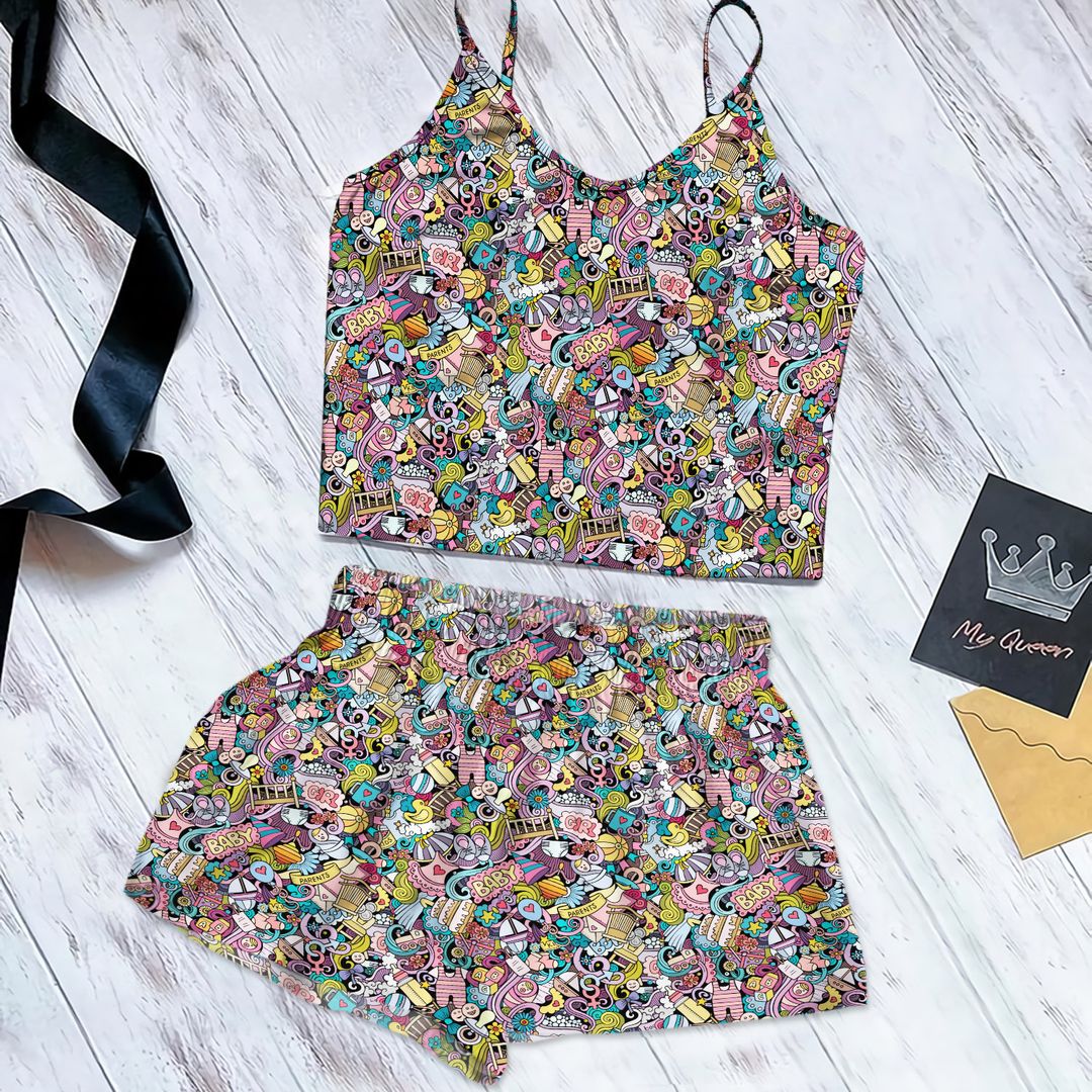 Son Baby Cami Pajama Set For Women | Pyjamas Short Set | Short PJS Set | Women Tank Top and Shorts Sleepwear Set