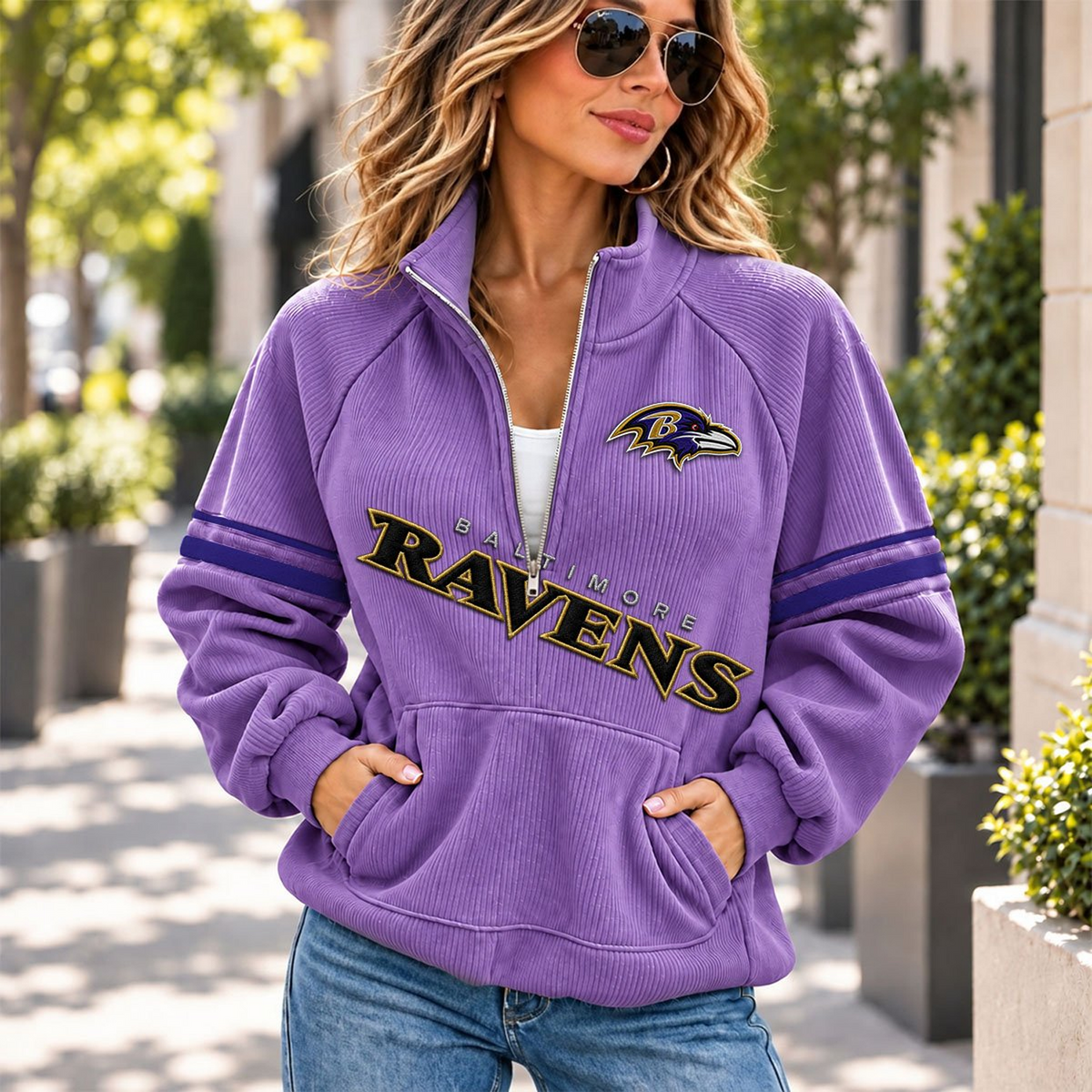 BAL x NFL Corduroy half-zip sweatshirt