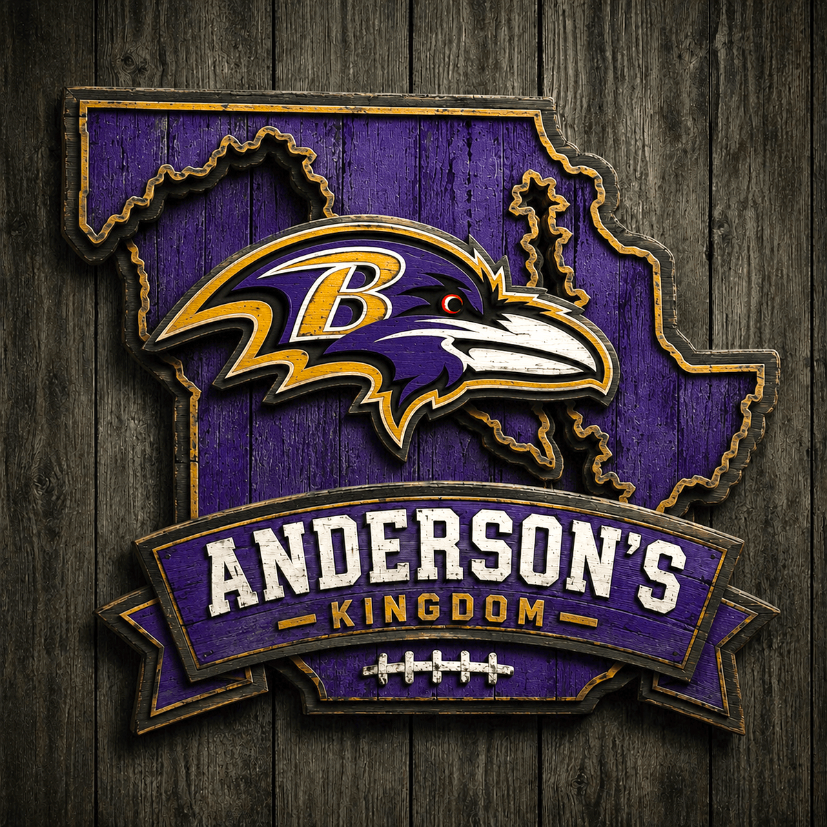BAL x NFL Personalized Vintage Wooden Sign