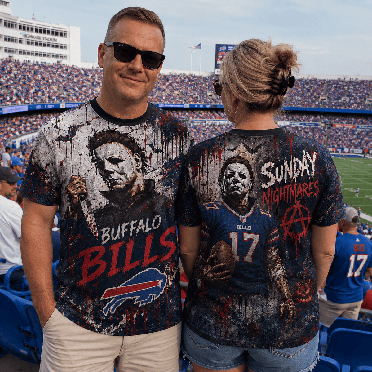 BB Premium NFL Michael Myers Sunday Nightmares 3D T-Shirt For Horror Football Fans