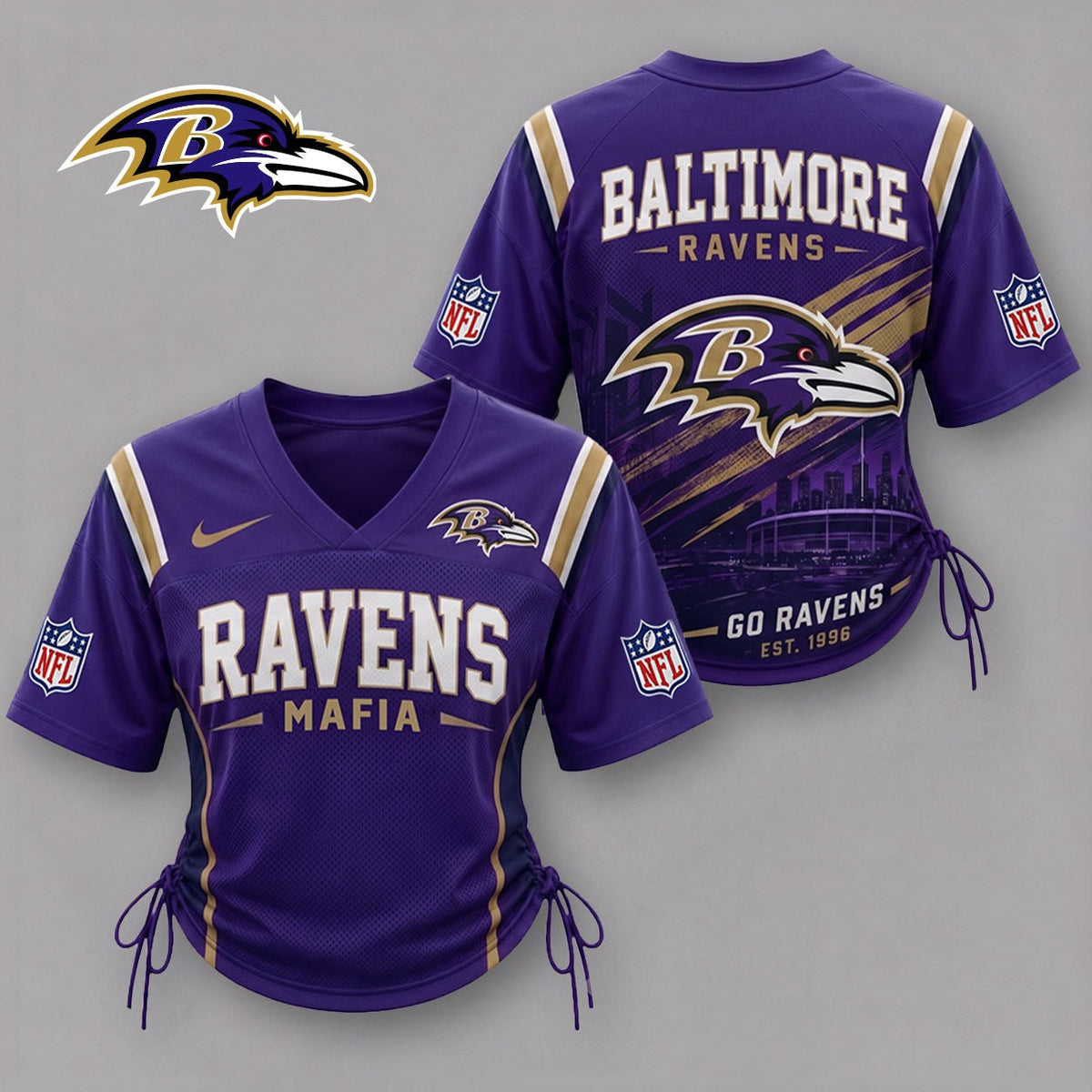 BR Premium NFL Game Day Women Lace-Up Jersey Shirt