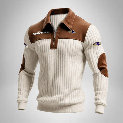 BR x NFL Men‘s Suede Zip-up Polo Shirt
