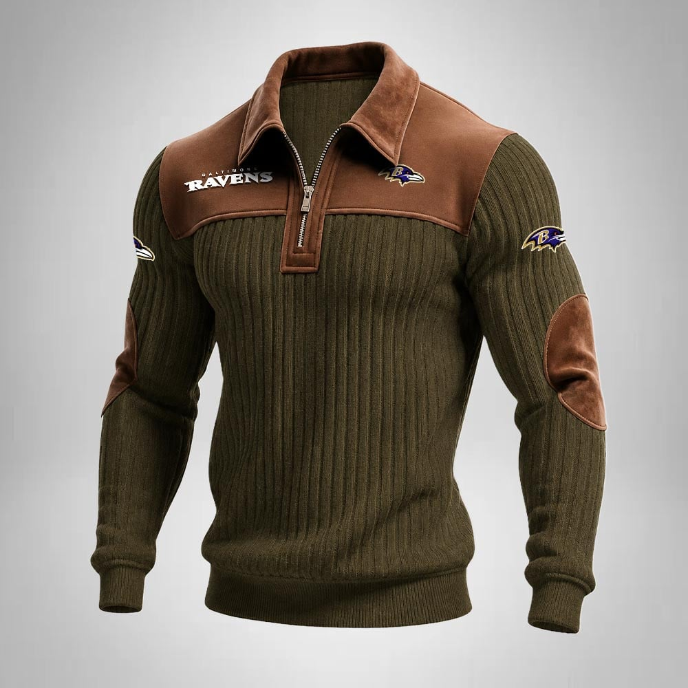 BR x NFL Men‘s Suede Zip-up Polo Shirt