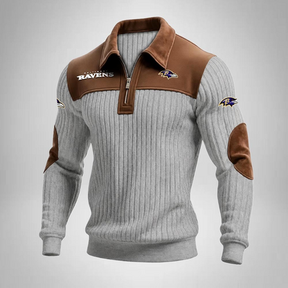 BR x NFL Men‘s Suede Zip-up Polo Shirt