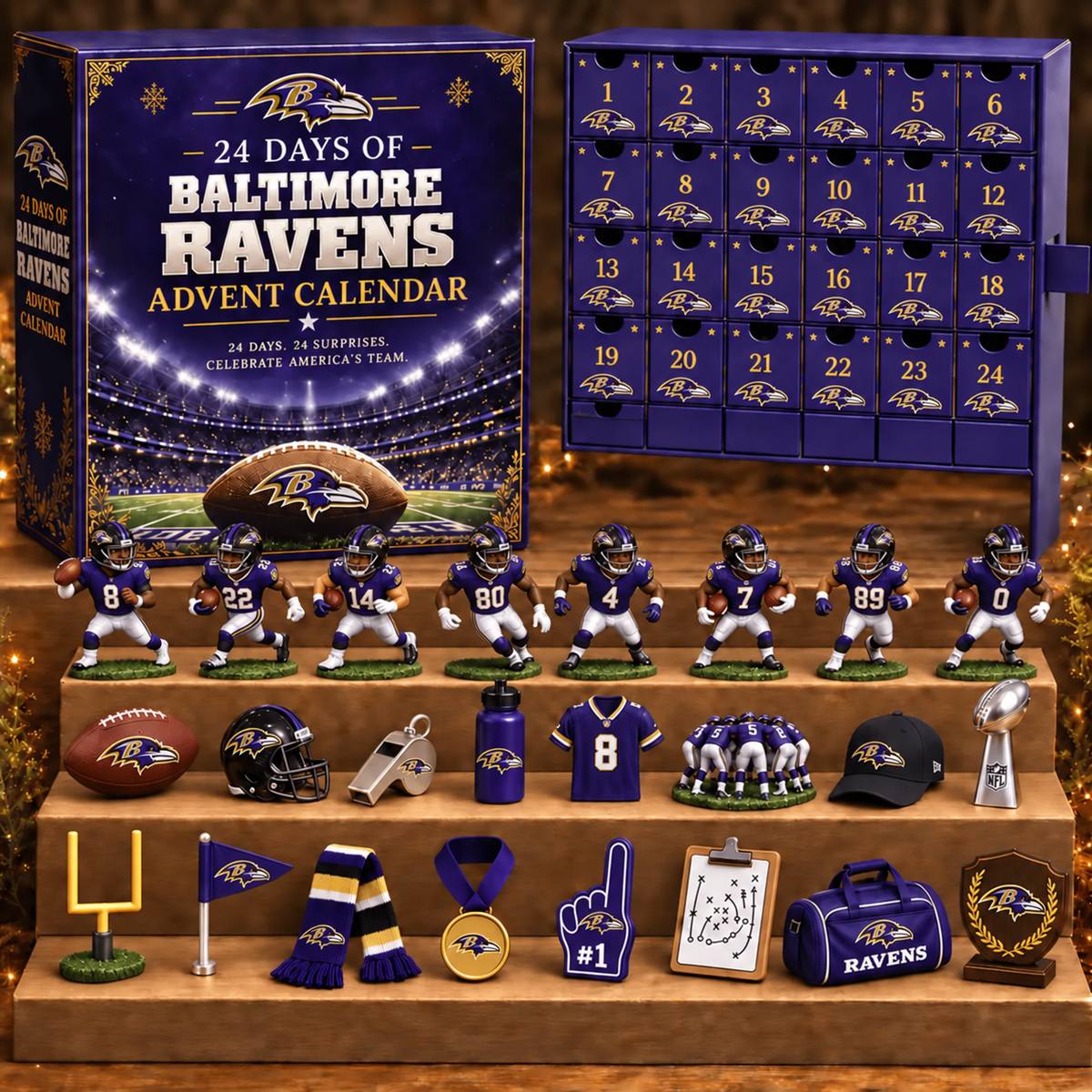 BR x NFL Personalized 24 Days Of American Football Advent Calendar Blink Box