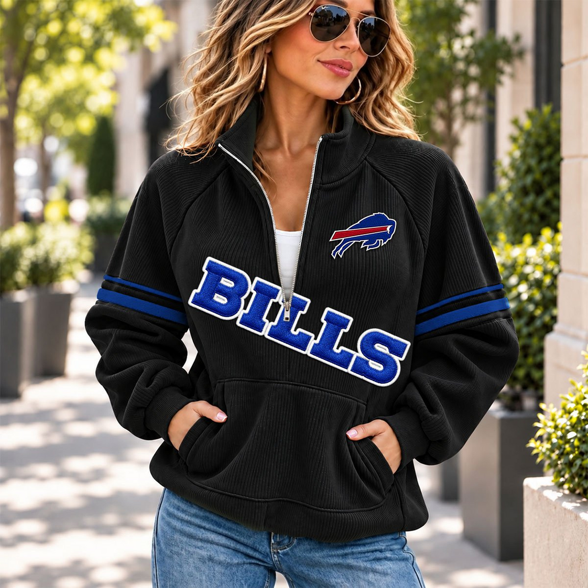 BUF x NFL Corduroy half-zip sweatshirt