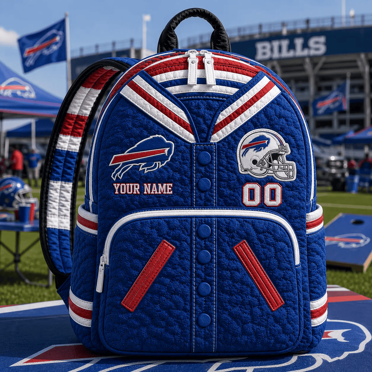 BUF x NFL Premium Varsity Quilted Backpack Personalized Gift For Fan - Limited Edition