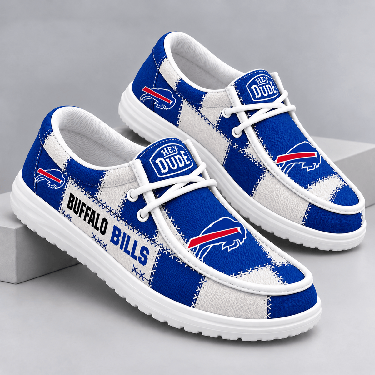 BUF x NFL Team Logo Patchwork Loafer Shoes
