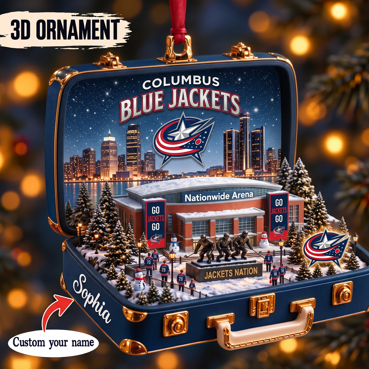 CBJ x NHL Christmas KICKOFF Premium Personalized Acrylic Oranment