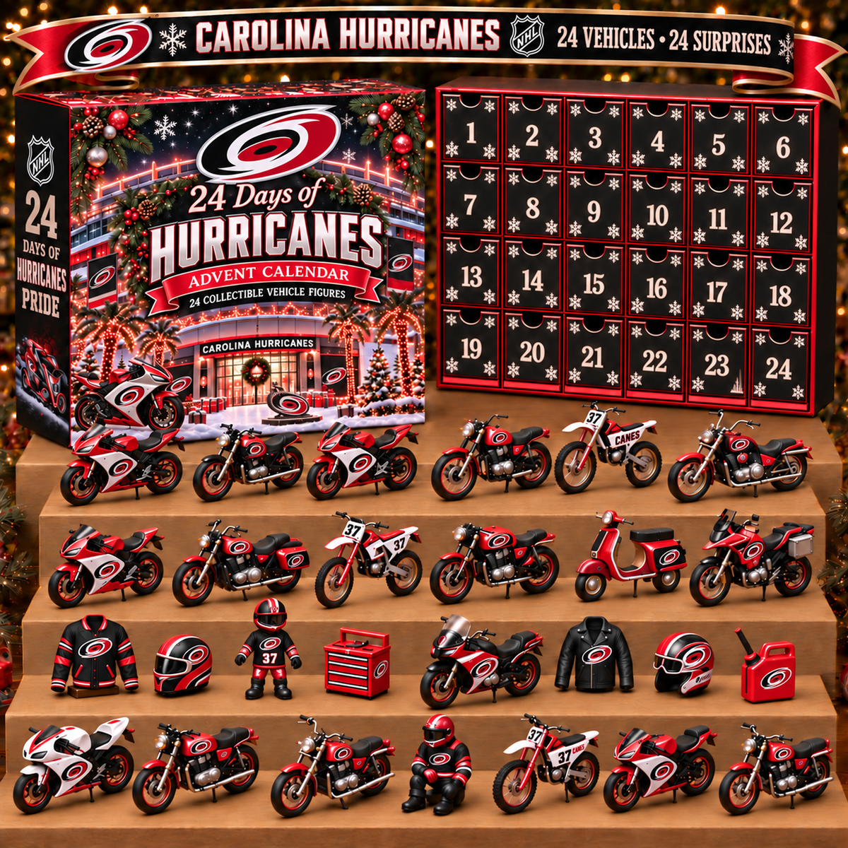 CH x NHL Personalized 24 Days Of Motorcycles Advent Calendar Blink Box