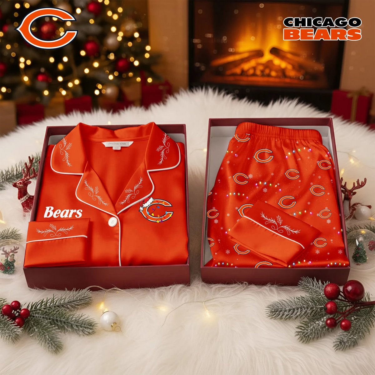 CHI Premium NFL Christmas Cozy Pajama