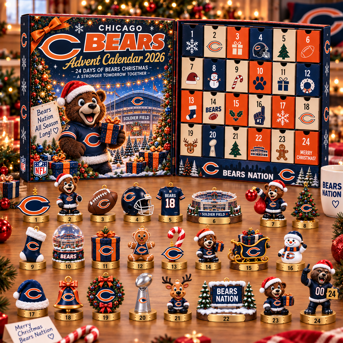 CHI x NFL Christmas Advent Calendar 2026 – 24 Days of NFL Mascot & Holiday Collectibles