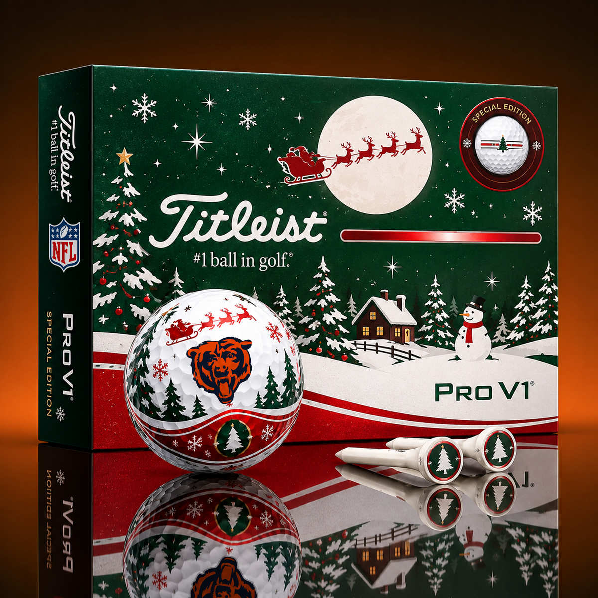 CHI x NFL PERSONALIZED GOLF BALL LIMITED EDITION CHRISTMAS V2