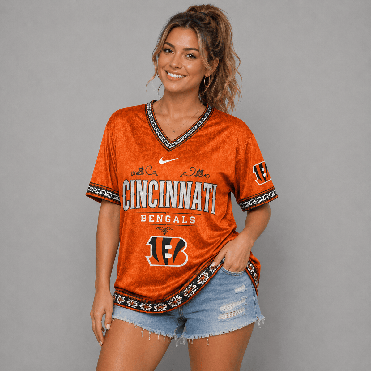 CIN Premium NFL Classic Floral Satin Shirt