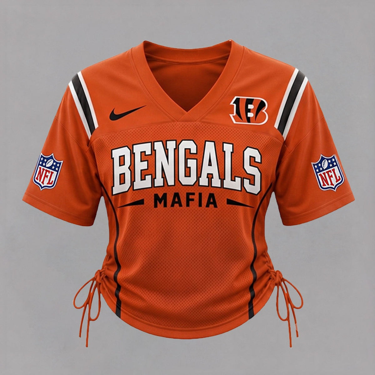 CIN Premium NFL Game Day Women Lace-Up Jersey Shirt