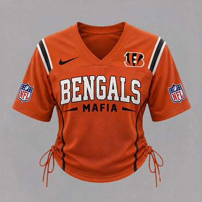 CIN Premium NFL Game Day Women Lace-Up Jersey Shirt