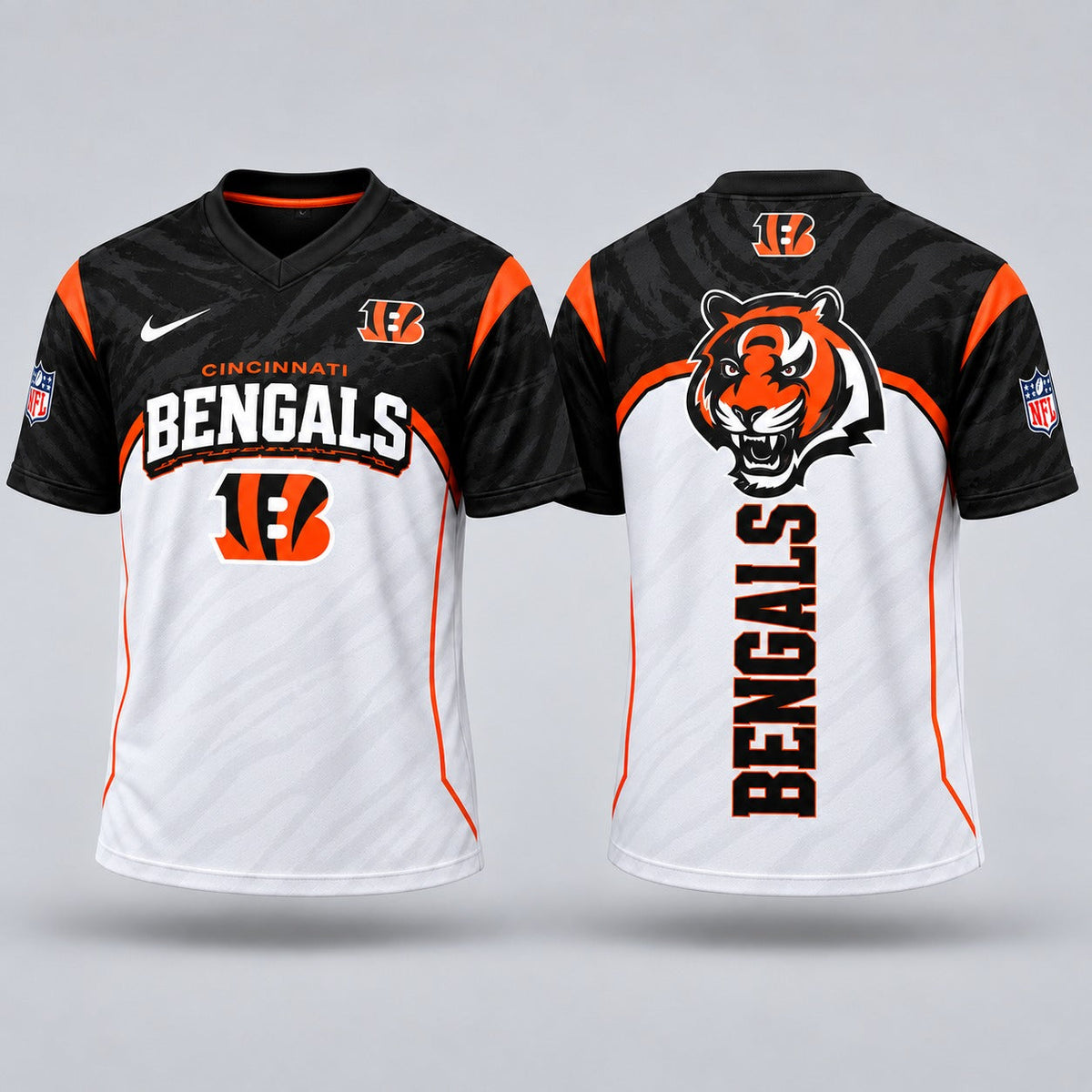 CIN Premium NFL Power Graphic 3D V-neck Shirt
