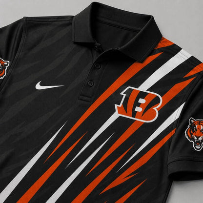 CIN Premium NFL Premium Athletic Stripe Polo Shirt