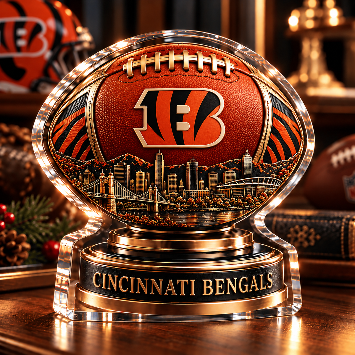 CIN x NFL Personalized Name Acrylic Block Plaque Gift For Fan