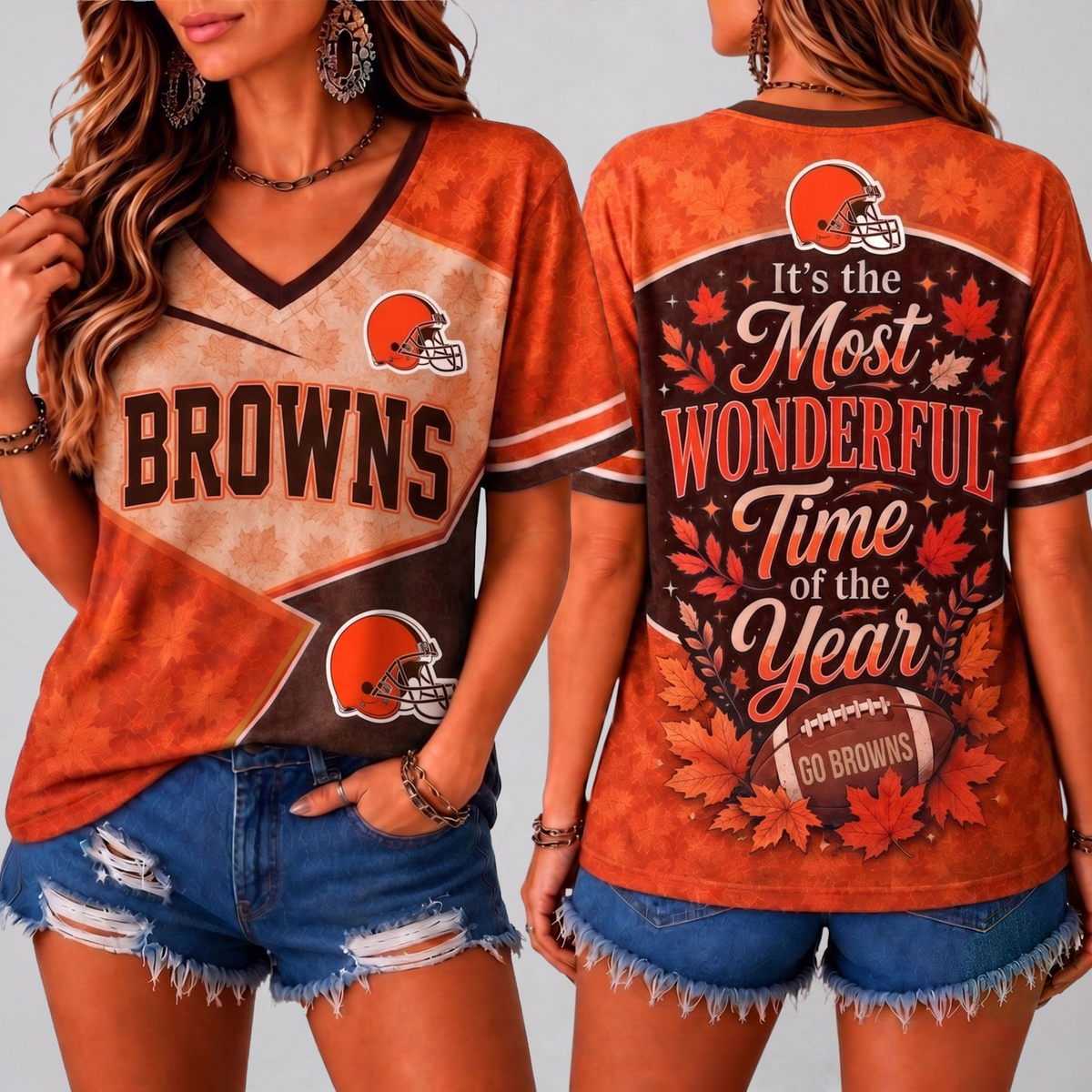 CLE Premium NFL Fall Game Day V-Neck Shirt