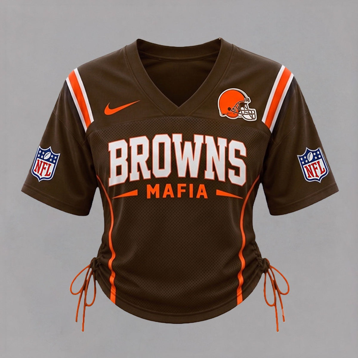 CLE Premium NFL Game Day Women Lace-Up Jersey Shirt