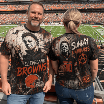 CLE Premium NFL Michael Myers Sunday Nightmares 3D T-Shirt For Horror Football Fans
