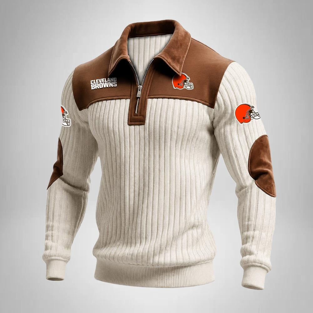 CLE x NFL Men‘s Suede Zip-up Polo Shirt