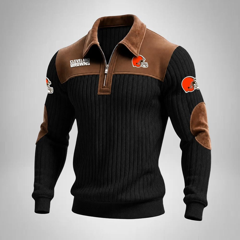 CLE x NFL Men‘s Suede Zip-up Polo Shirt