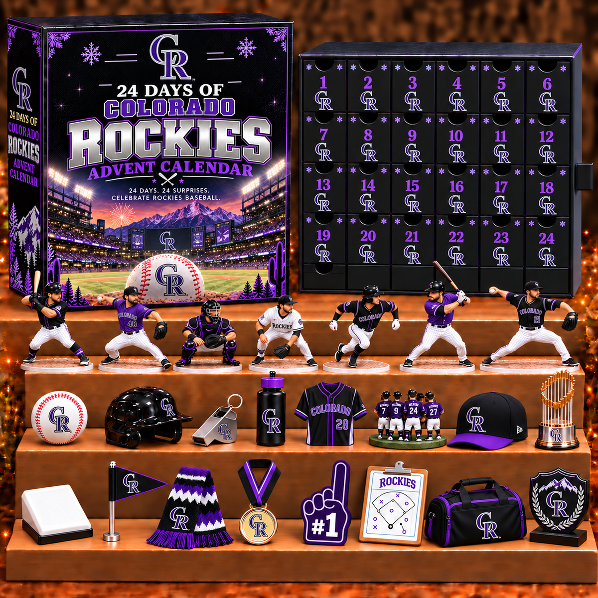 COL x MLB Personalized 24 Days Of Baseball Advent Calendar Blink Box