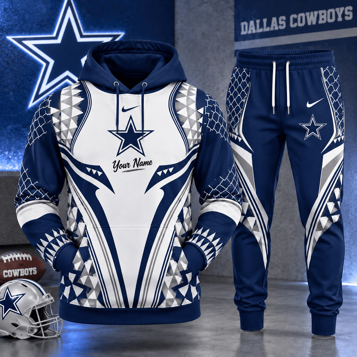 DAL x NFL Premium Football Graphic Hoodie & Jogger Set Fan Game Day Sportswear Outfit