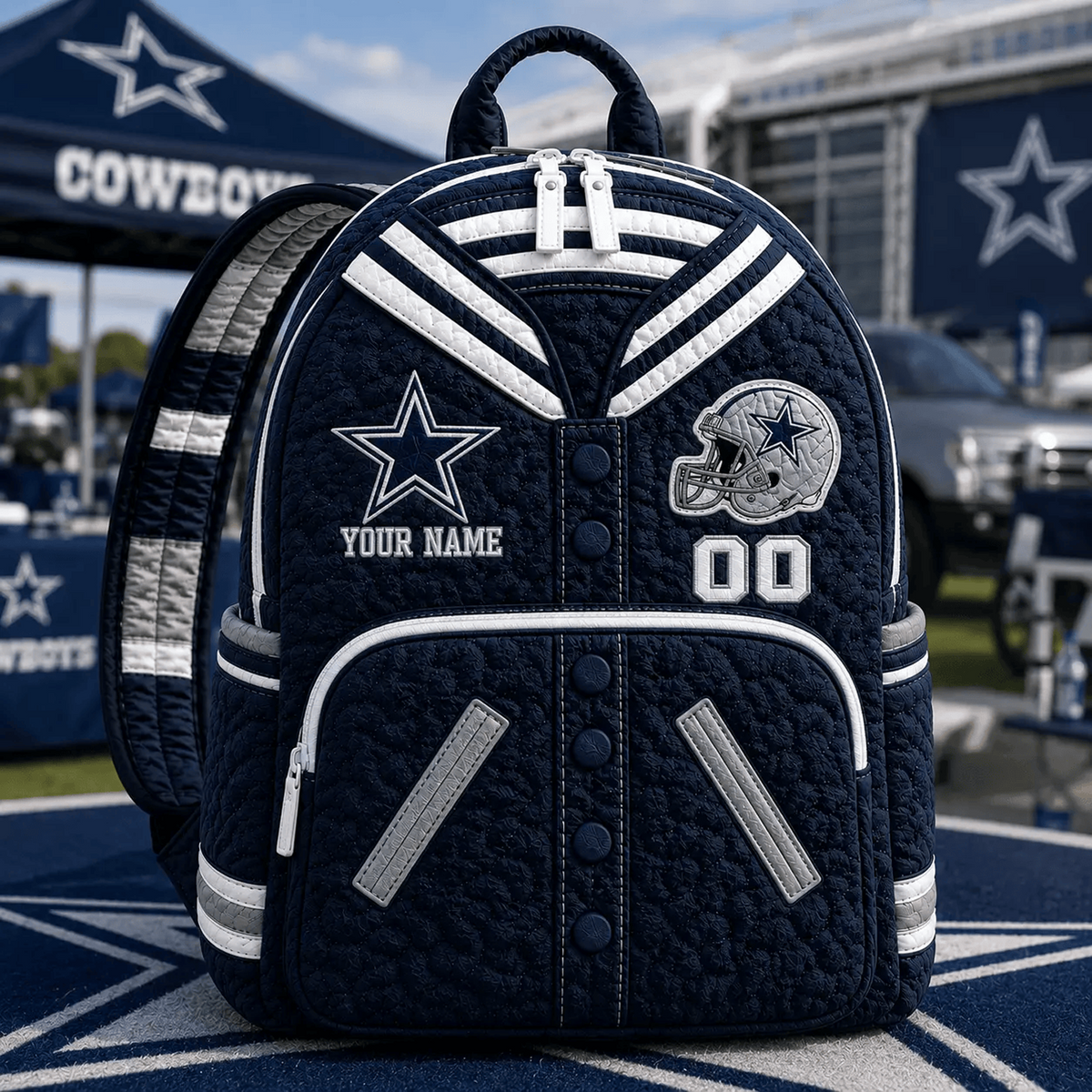 DAL x NFL Premium Varsity Quilted Backpack Personalized Gift For Fan - Limited Edition
