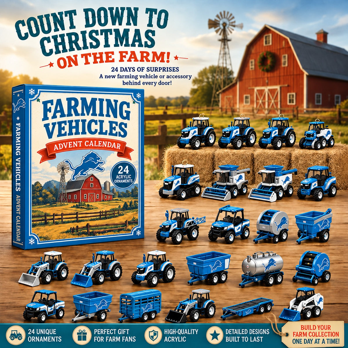 DL x NFL Personalized 24 Days Of Farming Vehicles Advent Calendar Blink Box
