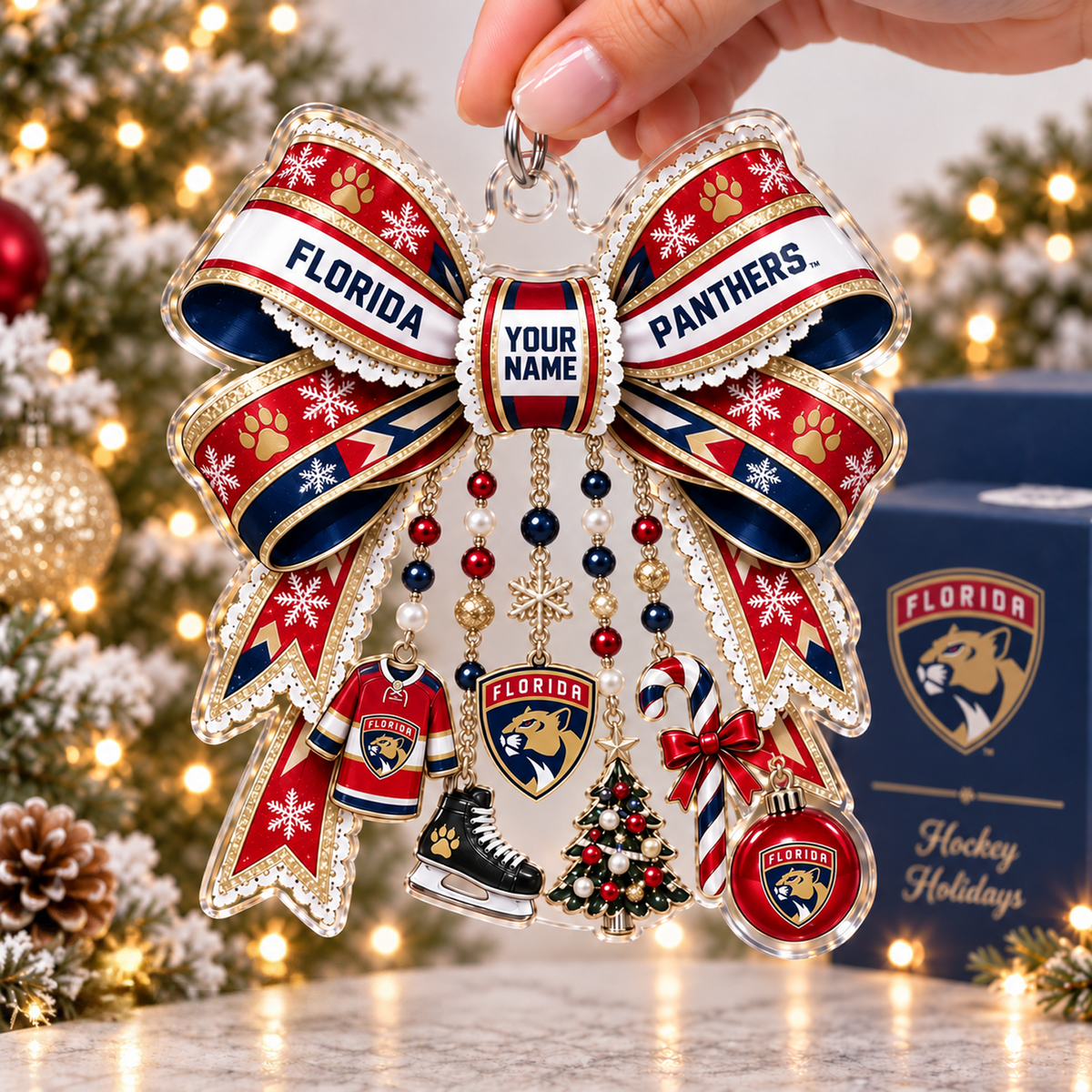FLA x NHL Christmas KICKOFF Premium Personalized Acrylic Ornament Gift For Fan Hockey Men Women