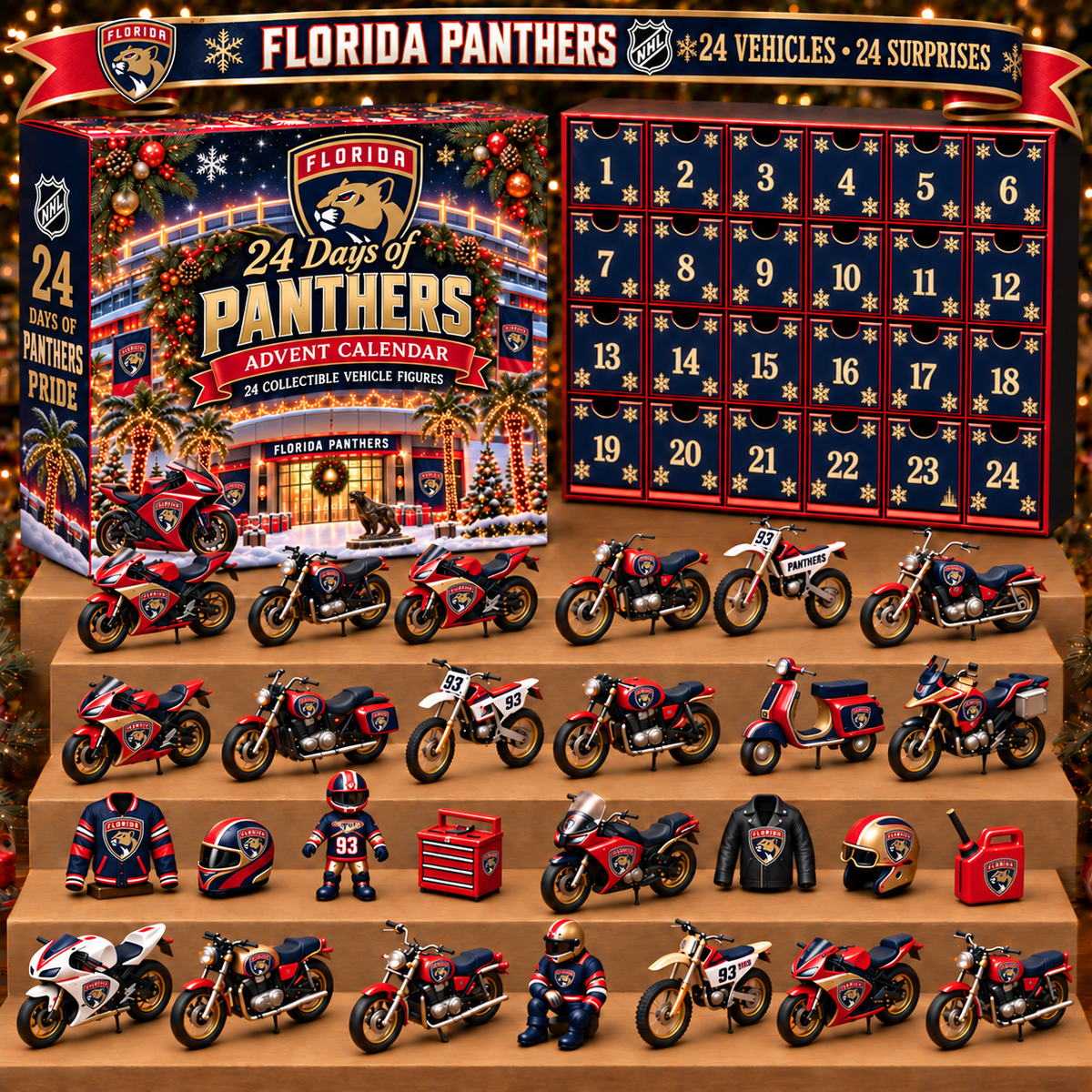 FP x NHL Personalized 24 Days Of Motorcycles Advent Calendar Blink Box