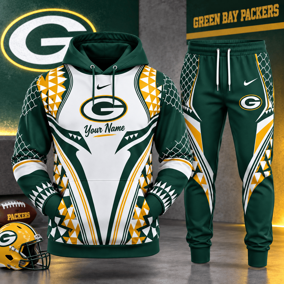 GB x NFL Premium Football Graphic Hoodie & Jogger Set Fan Game Day Sportswear Outfit