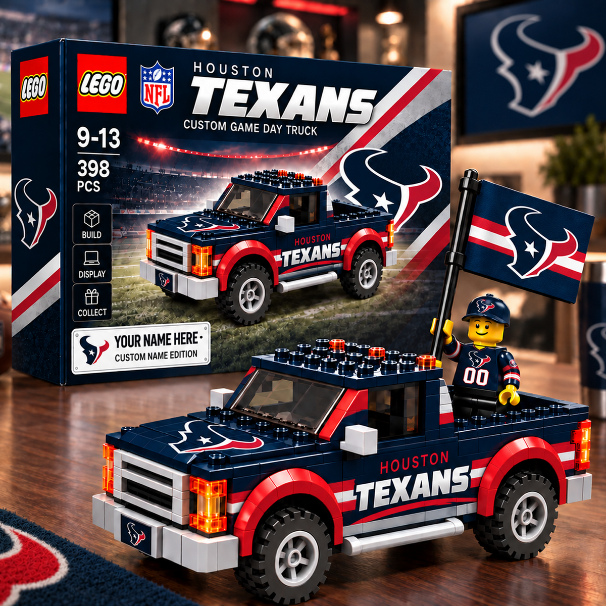 HOU x NFL Building Blocks Truck Toy Set V2