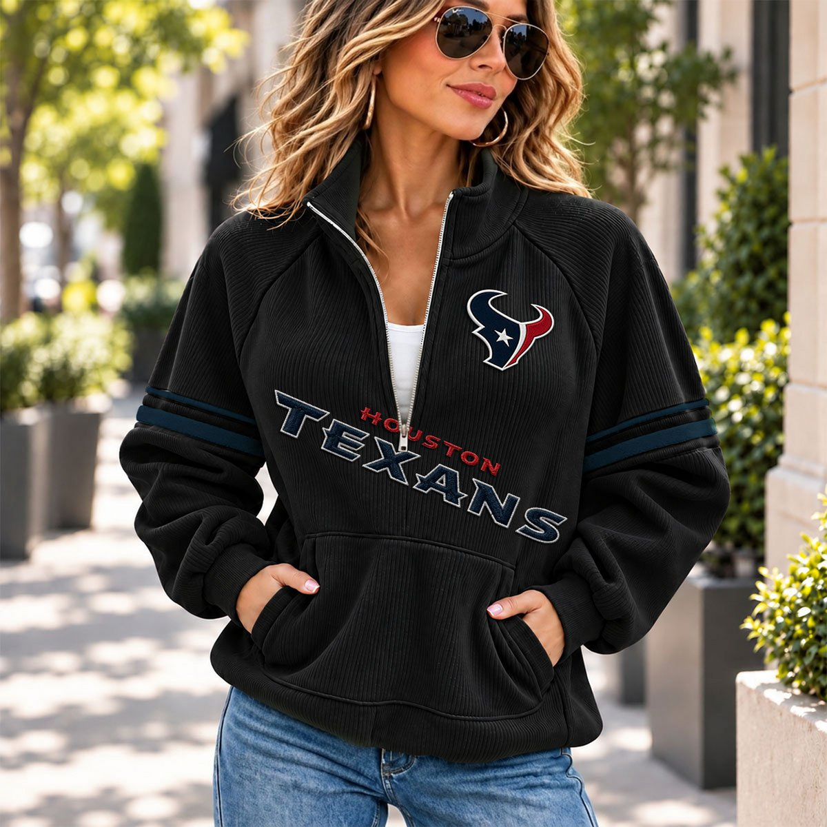HOU x NFL Corduroy half-zip sweatshirt
